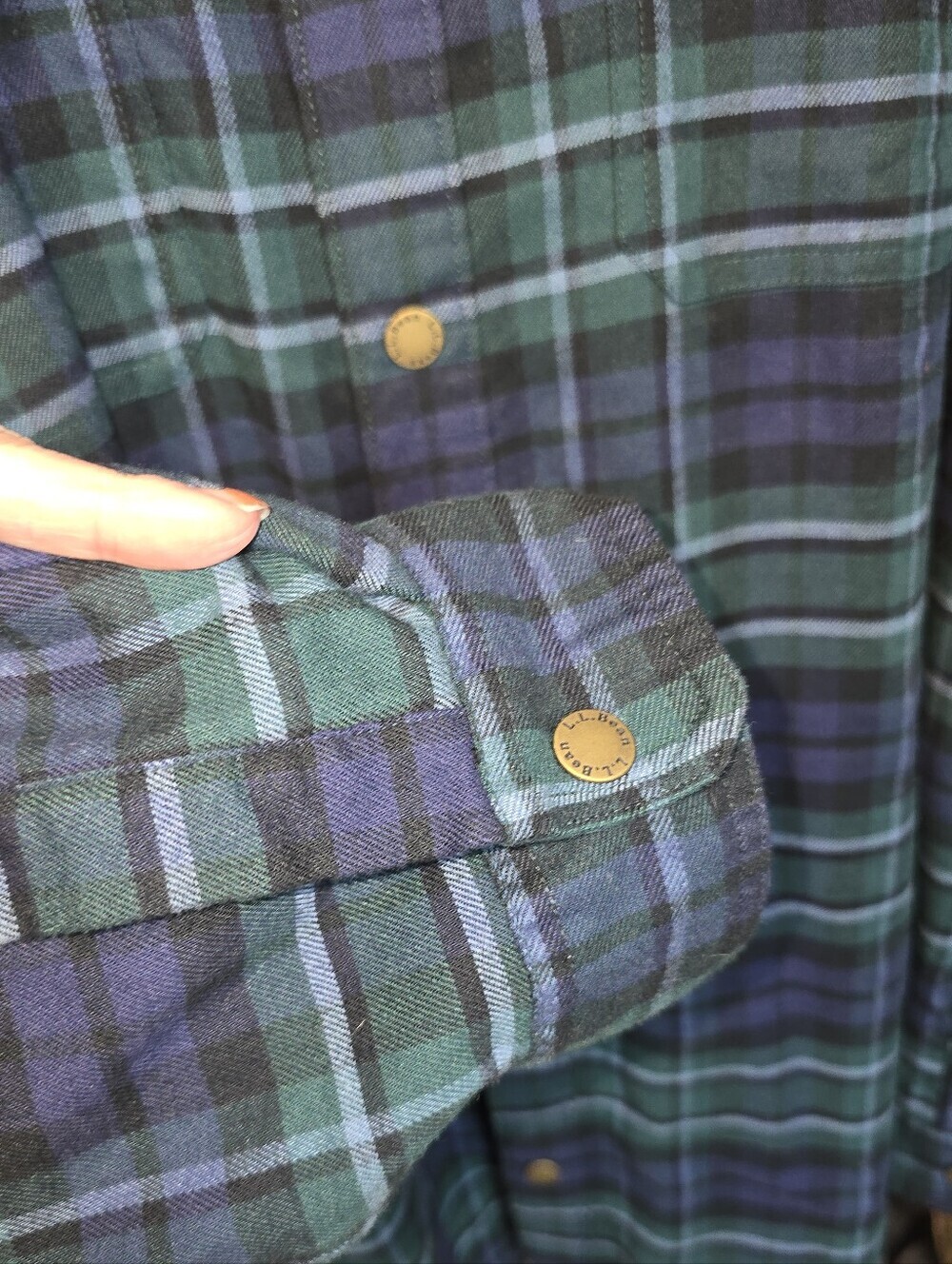 L.L.Bean Plaid Shacket Shirt Jacket Blackwatch Plaid Snap Front Pockets XXL Tall - Picture 7 of 10
